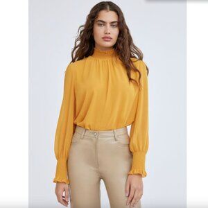 Aritzia Valencia Blouse in Yellow (Wheat) | Size L